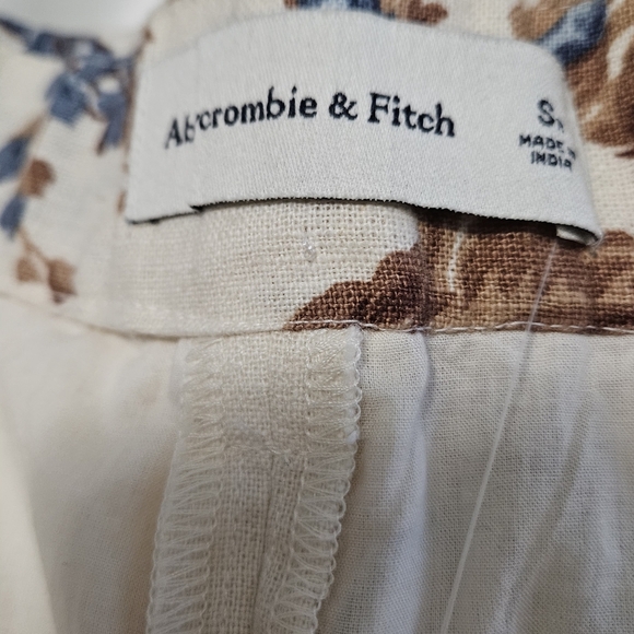 ABERCROMBIE Mid-Rise Linen Cotton Blend Tailored Shorts In Floral. Multi. SM NWT - Picture 6 of 13